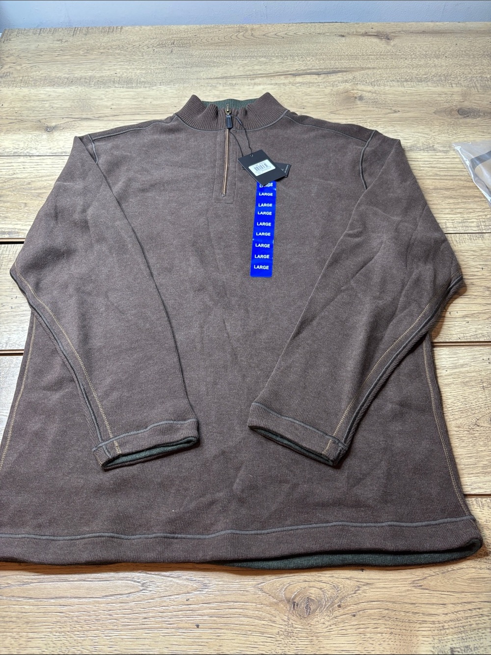Men's Age of Wisdom Reversible Brown & Olive 1/4 Zip Sweater Size Large NWT